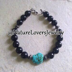 Big Man's Black Jasper + Magnesite Bracelet - Grounding Balance Stability